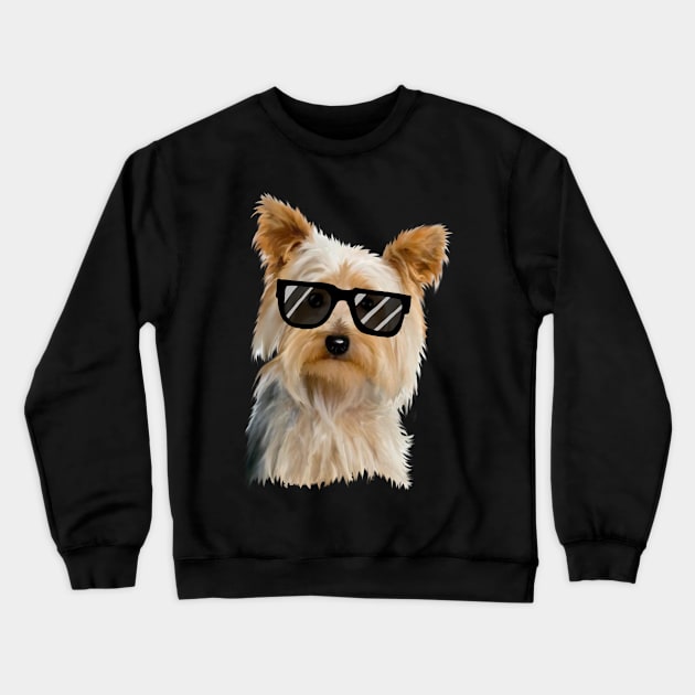 Yorkshire Terrier with sunglasses Crewneck Sweatshirt by Kenzellshop